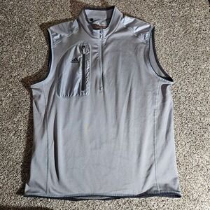 Adidas Golf Climaheat Mens Medium Grey Quarter Zip Vest AE4932 Layering Top